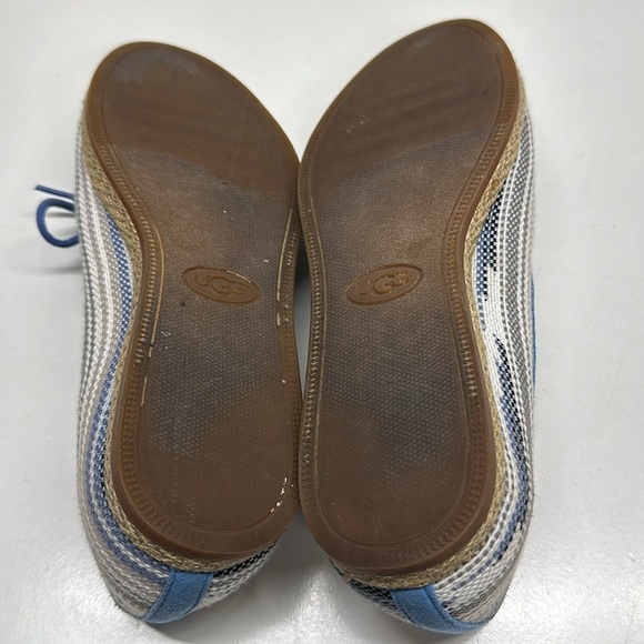 Ugg Marleigh Serape Ballet Flat Shoes Open Toe Espadrilles Bow Blue Striped 7.5 - Picture 7 of 9